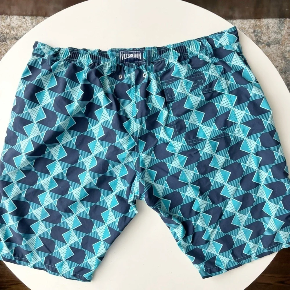 Vilebrequin Men’s Pattern Swim Trunks Size XXL Blue Unlined